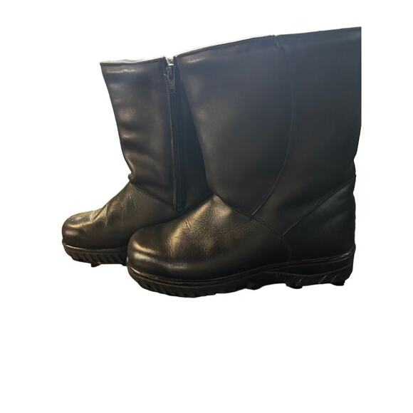 Vintage VTG Canadian black leather boots sz 8 women's zip wide calves winter - Picture 4 of 8